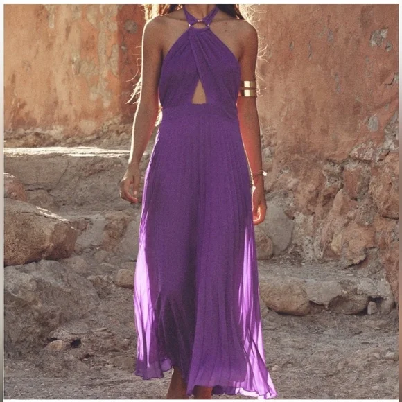 Zara Purple Halter Dress - Picture 1 of 5